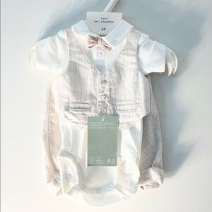 H&M White and Pink Baby Tie Set